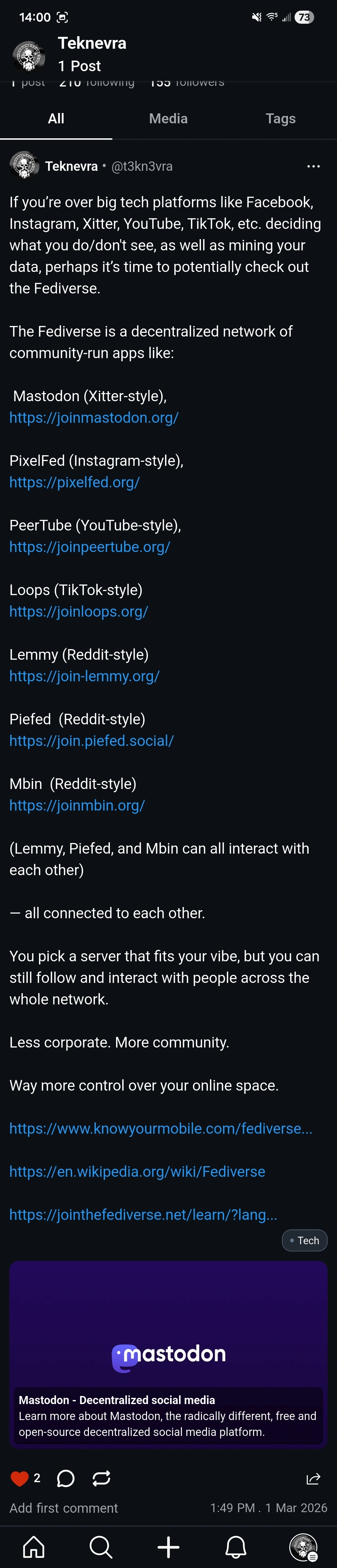 I recommended The Fediverse over on Upscrolled