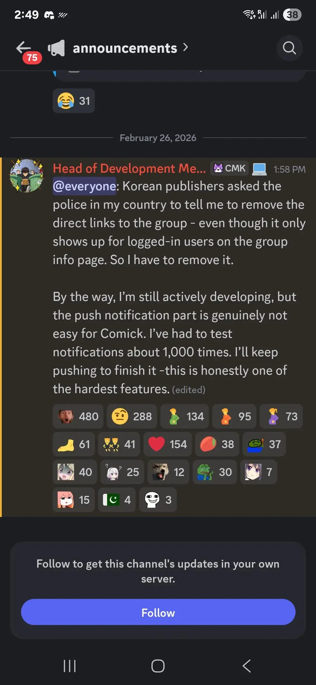 They are still chasing ComicK even though it is now a Tracking Site